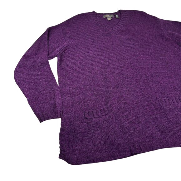Vintage Designs & Co Lane Bryant 100% Wool Sweater SZ 22/24 Purple Boxy Cottage - Picture 2 of 13